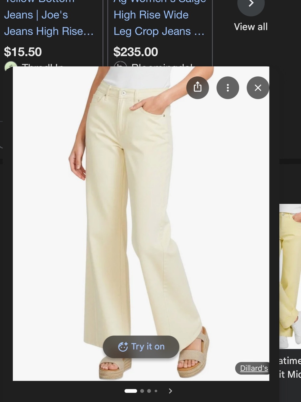 Wide Leg Women's Jeans in Light Cream